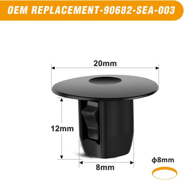 50 Pcs Fender Apron Fender Liner Fastener Rivet Clips for Honda Acura 90682-SEA-003 Accord CR-V Hybrid 0dyssey Ridaeline Civic ILX MDX TLX
